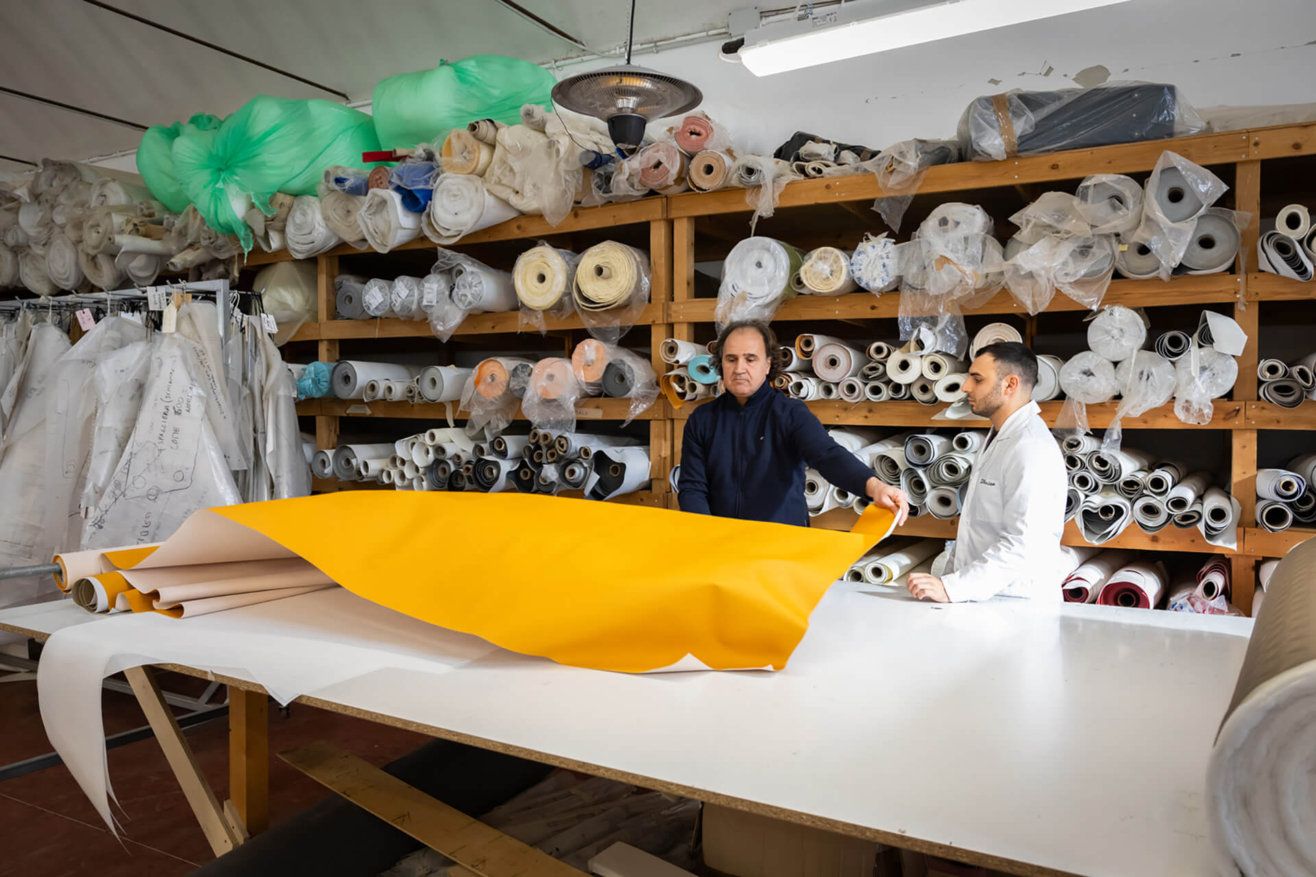 d'amico nautical upholstery - fabric cutting