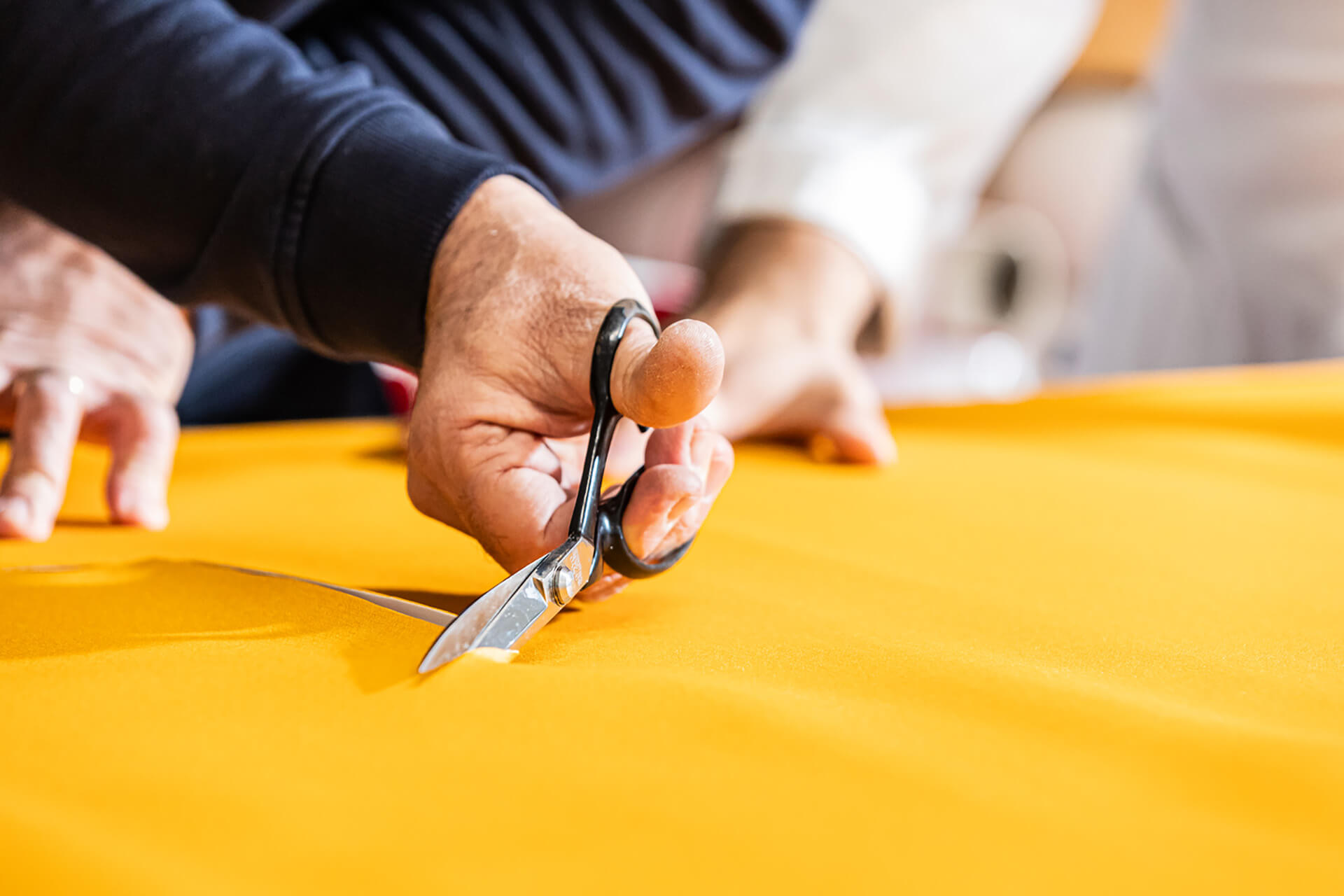 d'amico nautical upholstery - fabric cutting